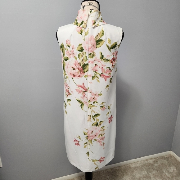 Alex Marie Cream Floral Sheath Dress with Mock Neck for Weddings Size 4 - Picture 3 of 9